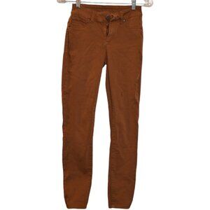 MAUSICES Mid Rise Slim Straight Legs Brown Cotton-Polyester-Spandex Pants XS-S